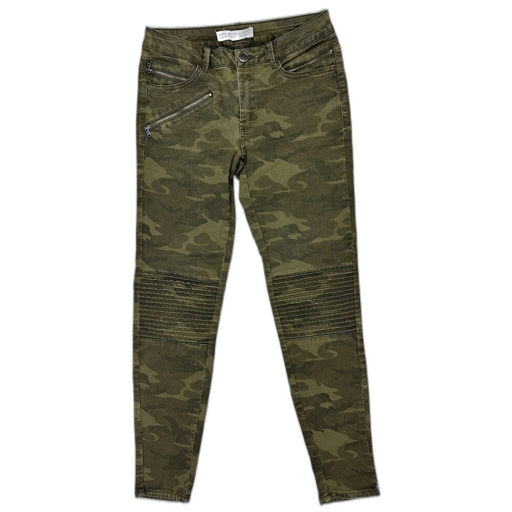 Zara Size 4 Womens Jeans Low Rise Skiny Camo Stretch